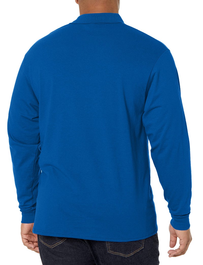 Jerzees Men's SpotShield Stain Resistant Polo Shirts (Short & Long, Long Sleeve-Royal Blue, Large - Image 2